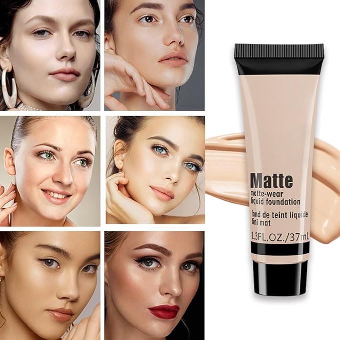1 Pack Matte Oil Free Concealer Foundation Cream,Professional Make-up Base Facial Matte Full Coverage Liquid Concealer Hide Foundation Primer Makeup Repair Kit.(BEIGE 5#)-Velvo Beauty