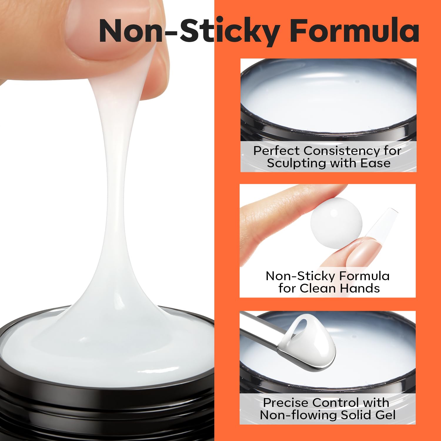 modelones 3D Sculpting Gel, Milky White Solid Nail Builder Hard Gel for Nail Art Molding & Extensions for Chrome Powder, Nails Glitter Polish Home DIY Manicure, U V Lamp Needed-Velvo Beauty