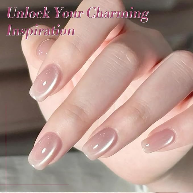 Born Pretty Cat Magnetic Eye Gel Nail Polish Jelly Pink Moonlight Crystal Glass Cat Magnetic Shimmer Glitter Holographic Nail Polish Salon Gel Manicure and Nail Art DIY at Home 7ML 6PCS-Velvo Beauty