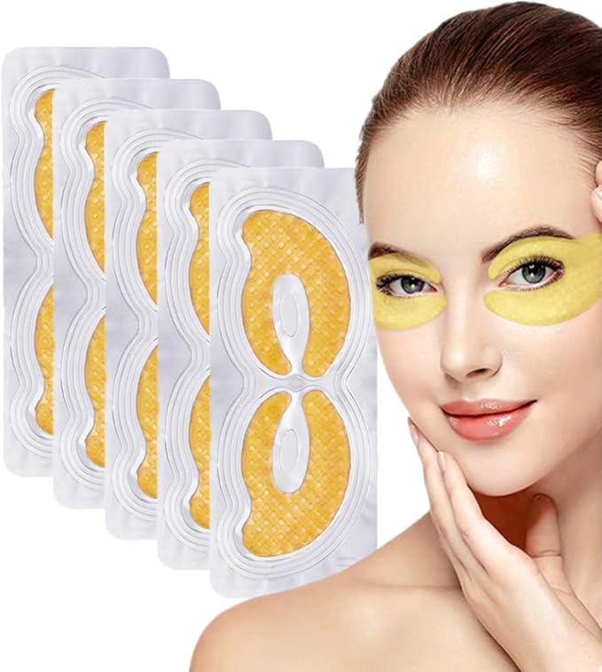 Gold Hydrogel Eye Mask Collagen Crystal Eye Mask Patches Anti-Aging Under Eye Pads - Reduce Wrinkles,Puffy Eyes,Dark Circles,Eye Bags - Moisturizer Eye Contour Mask, Improve Skin Elasticity | 5 Pairs-Velvo Beauty