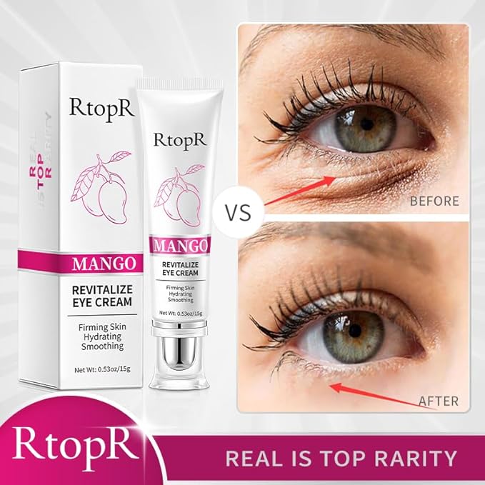 RtopR Mango Firming Eye Cream, Under Eye Cream for Dark Circles and Puffiness, Firm and Smooth the Look of Fine Lines, Smoothes the Skin Around the Eyes-Velvo Beauty