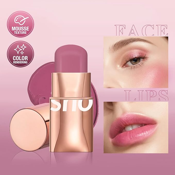 Cream Blush Stick for Cheeks Makeup,Waterproof Blush Face Stick Multi-Use Lip and Cheek Tint,Matte Finish Lightweight Easy to Blend Natural Cream Blusher Makeup for All Skin Tones- Pink-Velvo Beauty