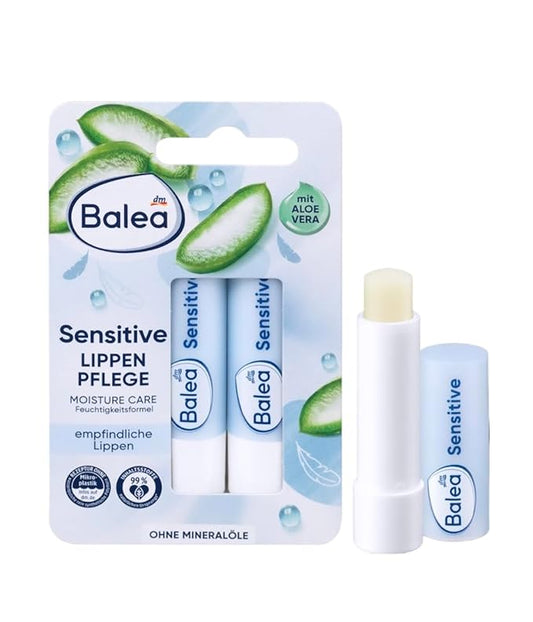Balea Lip Care Sensitive, Moisturizing Lip Balm with Aloe Vera 9.6 g (pack of 2) - German product-Velvo Beauty