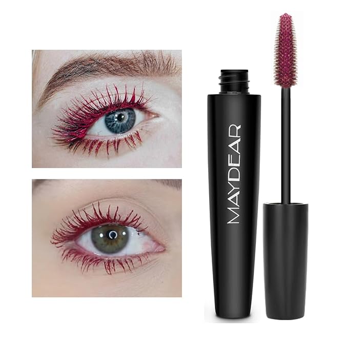 Maydear Burgundy Mascara for Eyelashes, Waterproof Colored Long Lasting Smudgeproof for Women Fast Dry Lengthening Eye Makeup Party - Dark Purple-Velvo Beauty