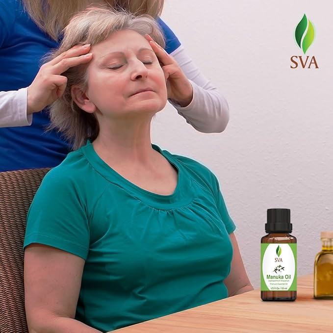SVA Manuka Essential Oil – 1/3 Fl Oz – 100% Natural Manuka Oil - for Diffuser, Hair Care, Face, Skin Care, Aromatherapy, Scalp and Body Massage, Soap and Candle Making-Velvo Beauty