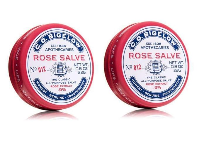 C.O. Bigelow All Purpose Classic Rose Salve Lip Balm, .8 Oz (22g) Tin, 2 Pack-Velvo Beauty