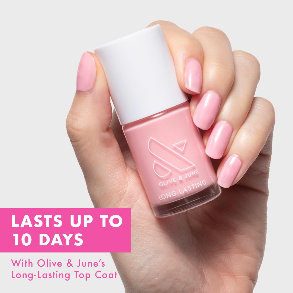 Olive & June Long Lasting Nail Polish | Plump, Gel-Like Finish | No Lamp Needed | Lasts up to 10 days | Salon-Quality at Home | Vegan & Cruelty-Free | Chip-Resistant | Saltwater Taffy | Sheer Pink-Velvo Beauty