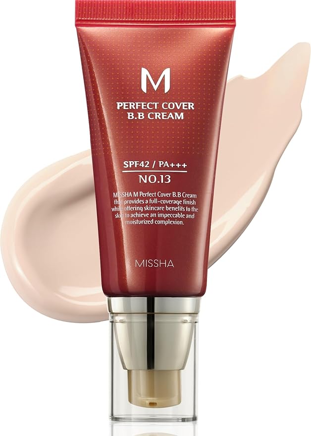 MISSHA M Perfect Cover BB Cream No.13 Bright Beige - Fair with Cool Undertone SPF 42 PA +++ 1.69 Fl Oz - Tinted Moisturizer with SPF-Velvo Beauty