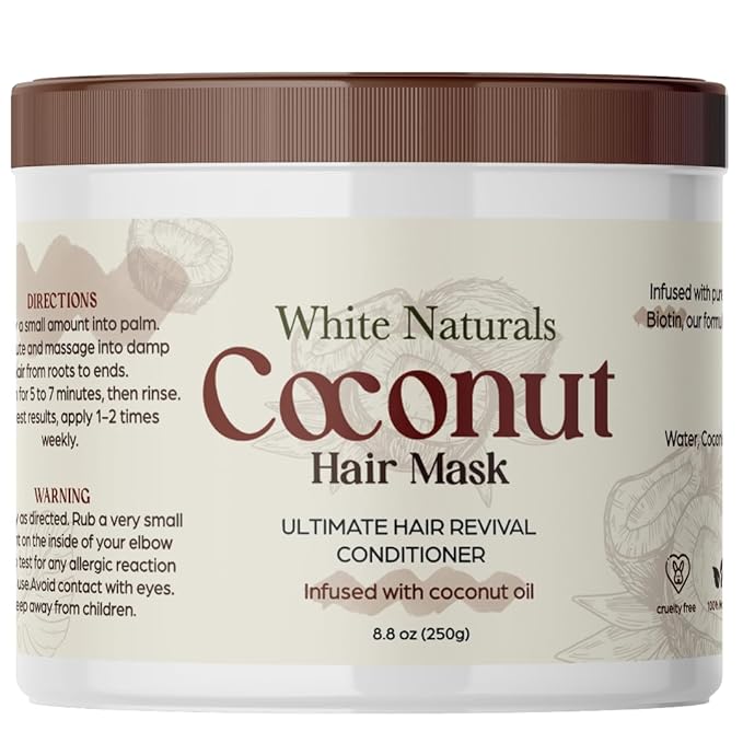 Organic Coconut Hair Mask for Hair Growth and Volume, Moisturizing and Deep Conditioning Mask For Dry Damaged Hair, Hair Tchicking Treatment Cream Mask, Fights Breakages and Split Ends-Velvo Beauty