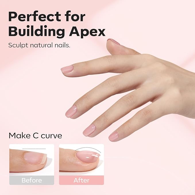 modelones Builder Nail Gel, 8-in-One Neutral Nude Pink Builder for Nail Thickening Apex Building, Rose Blush Pink Rubber Color Base LED Lamp Cured Strengthener Extend Hard Gel Polish for DIY Salon-Velvo Beauty