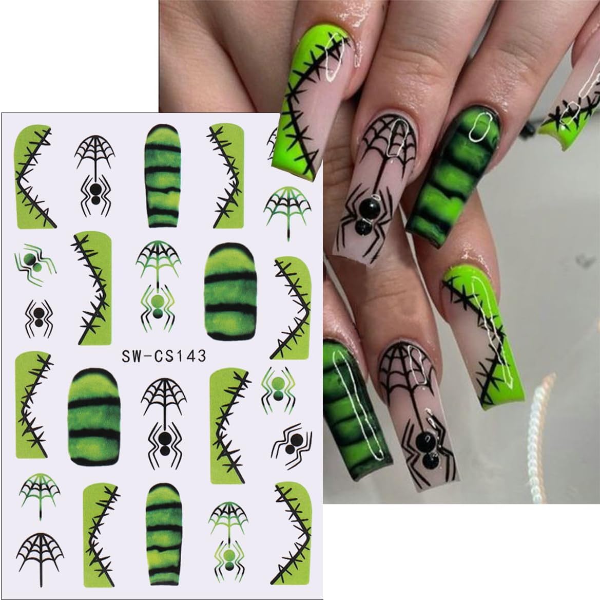 6Sheets Halloween Nail Stickers - Cute Ghost Nail Decals, 3D Self-Adhesive Pink Pumpkin Spider Web Mummy Ghost Nail Art Design Stickers for Women-Velvo Beauty