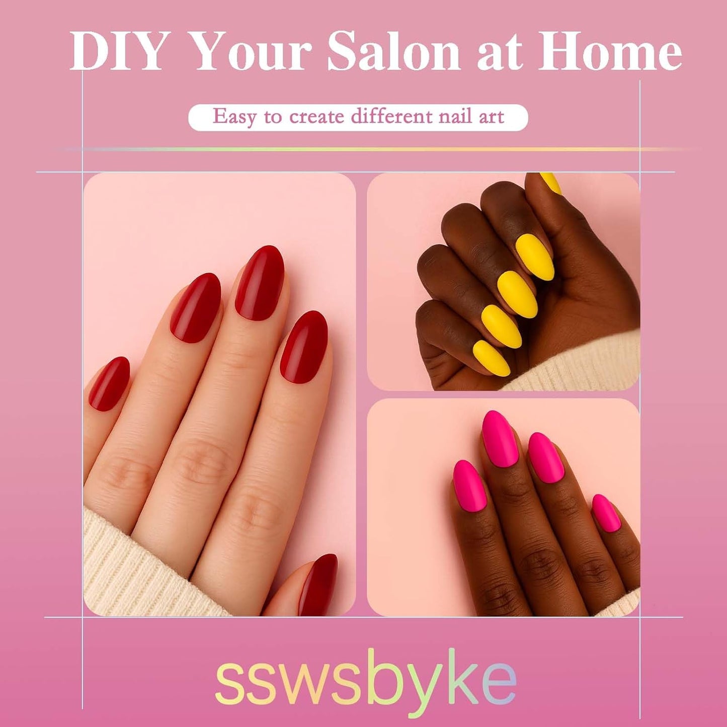 Short Almond Nail Tips, SSWSBYKE 300pcs 15 Sizes Gel Acrylic Nail Tips for Full Cover Pre-Shaped Fake Nails Tips Half Matte Press On Nails for Extension Home DIY Salon-Velvo Beauty