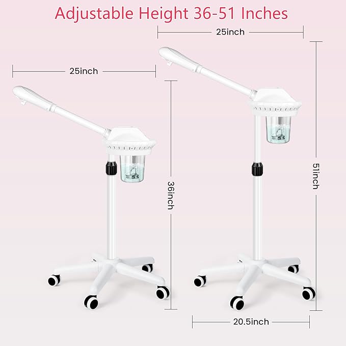 Professional Facial Steamer, Esthetician Steamer on Wheels, Stand Face Steamer for Facial Deep Cleaning, Steamer for Facial for Personal Care or Spa, Moisturizing and Hydrating-Velvo Beauty