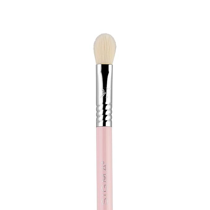 Sigma Beauty Travel Essential Trio - Makeup Brush Set for Foundation Powder Eyeshadow - 3 Tool Brushes with Brush Tin Holder - - Skin Safe, Vegan Makeup Brushes for Travel - Light Pink-Velvo Beauty