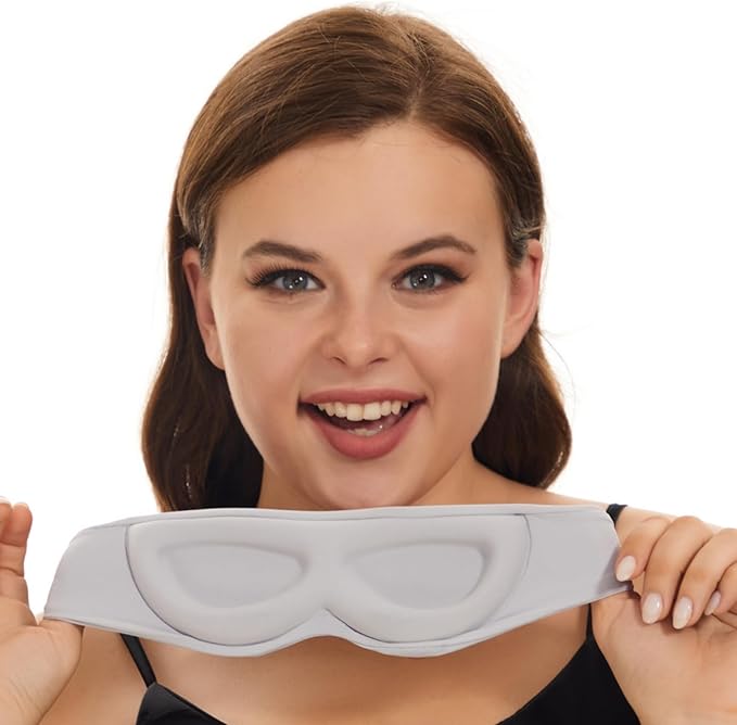 ALASKA BEAR Sleep Mask for Side Sleepers Patented Design, Cup-Shaped and Extra-Soft, 100 Blackout Eye Mask Shades Cover for Men and Women Home or Travel, Machine Washable, Pale Grey-Velvo Beauty