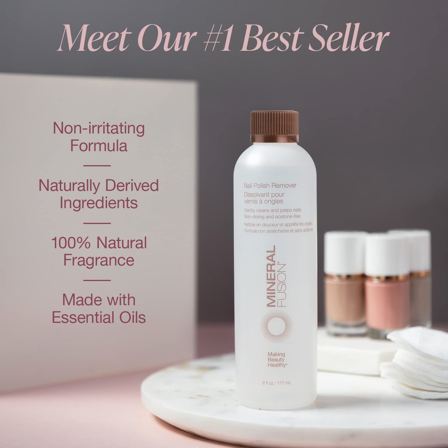 Mineral Fusion Acetone Free Nail Polish Remover, Gentle, Non-Drying, Regular & Gel Polish, 6 fl oz (2 Pack), Vegan & Cruelty-Free Nail Care for Women and Men-Velvo Beauty