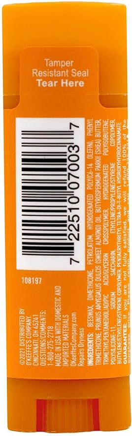 O'Keeffe's Unscented Lip Repair Lip Balm for Dry, Cracked Lips, Stick, (Pack of 5)-Velvo Beauty