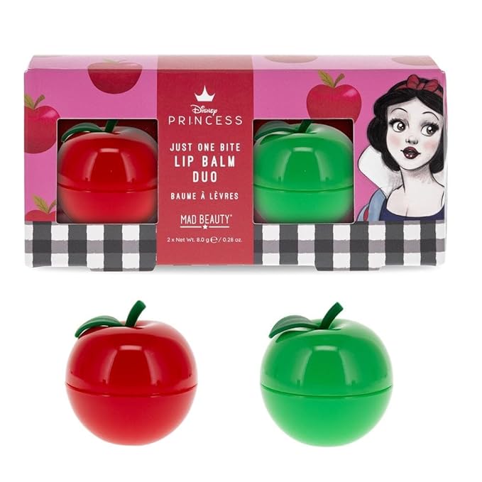 Mad Beauty Disney Snow White Lip Balm Duo | Apple & Strawberry Scents | Moisturizing & Soothing | Self-Care Gift for Women, Adults, and Teens-Velvo Beauty