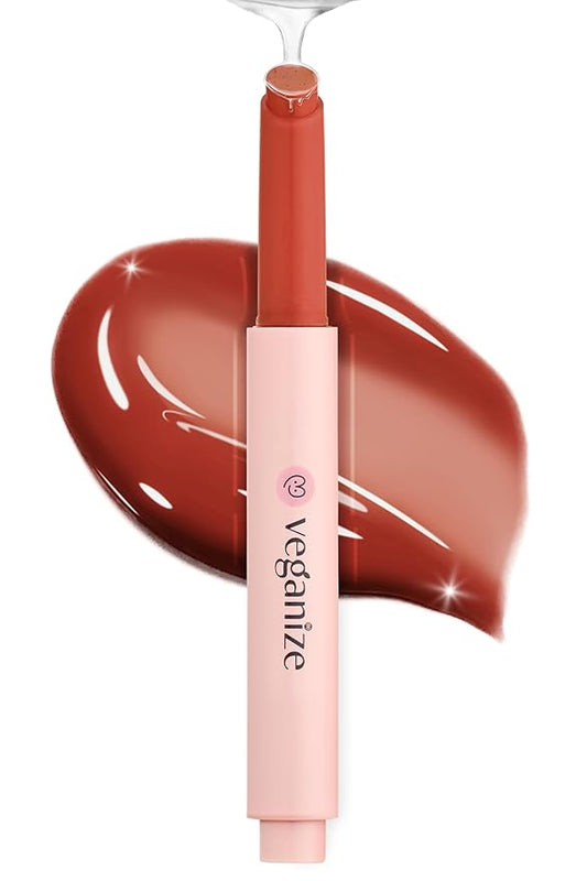 Veganize Collagen Lip Glass Balm | Hydrating Lip Balm in 9 Vibrant Colors | Moisturizing Lip Care Infused with Collagen Jelly Magic | No Animal Trial Lip Balm 0.06 oz (No. 6 Noble Brick)-Velvo Beauty