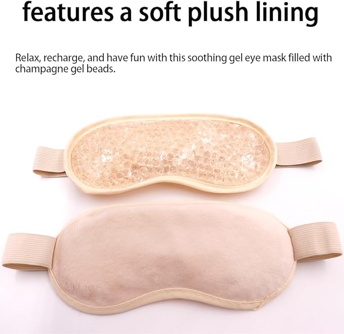 Gel Eye Mask, Cooling Eye Pads Reusable Small Ice Pack Under Eye Patches, Eye Hot Cold Treatment Pack for Redness, Pain Relief and Eye Relax (Champagne - 2count)-Velvo Beauty