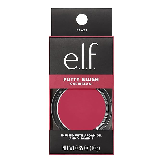 e.l.f. Putty Blush, Creamy & High-Pigment Formula For A Natural Glow, Delivers A Semi-Matte & Powder Finish, Vegan & Cruelty-Free, Caribbean-Velvo Beauty