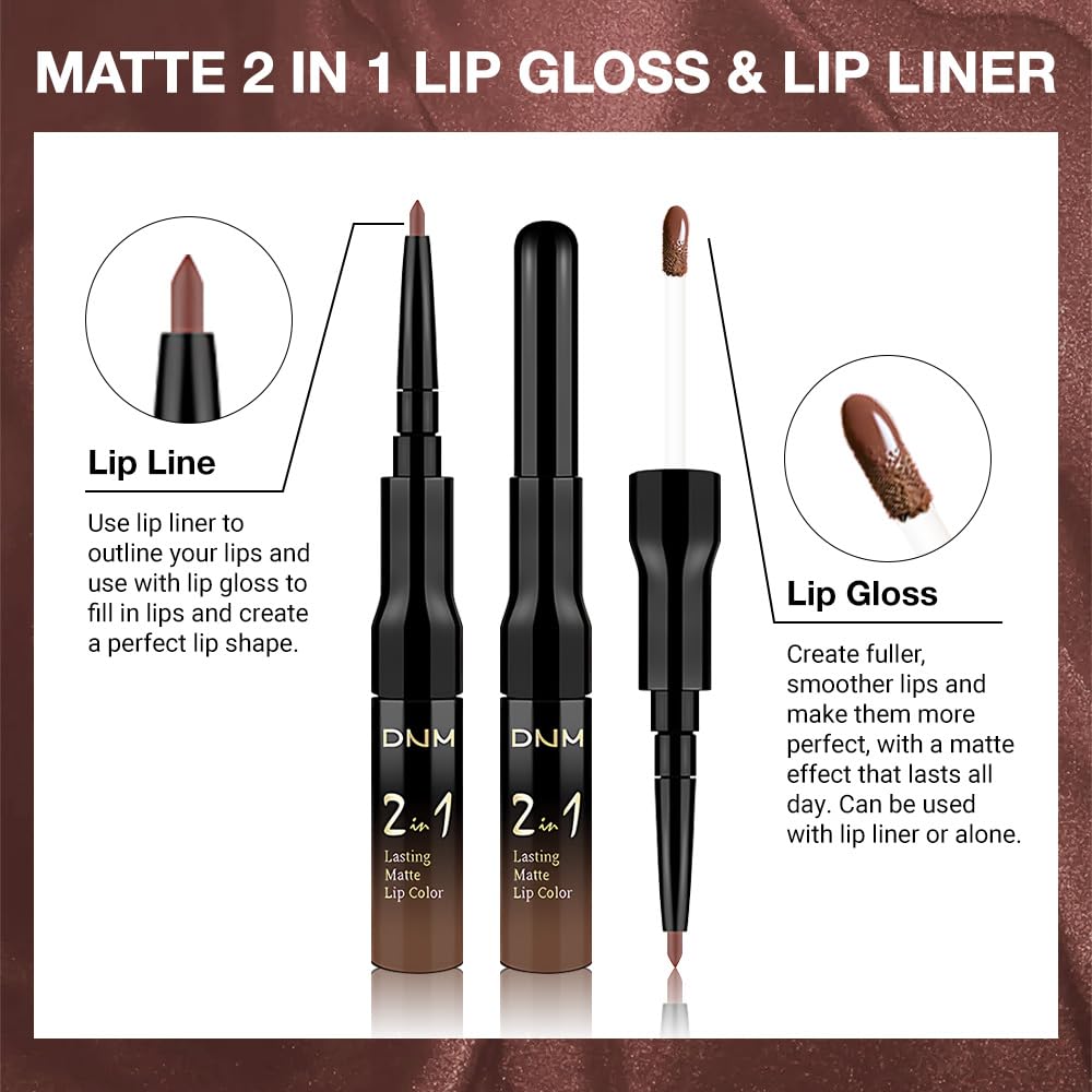 Kaely 2-in-1 Matte Lipstick and Lip Liner, Liquid Lip Stain Makeup for women Long Lasting Waterproof Smudge Proof, labiales matte mate larga duracion listip 24 hours originales, 25 Brown-Velvo Beauty