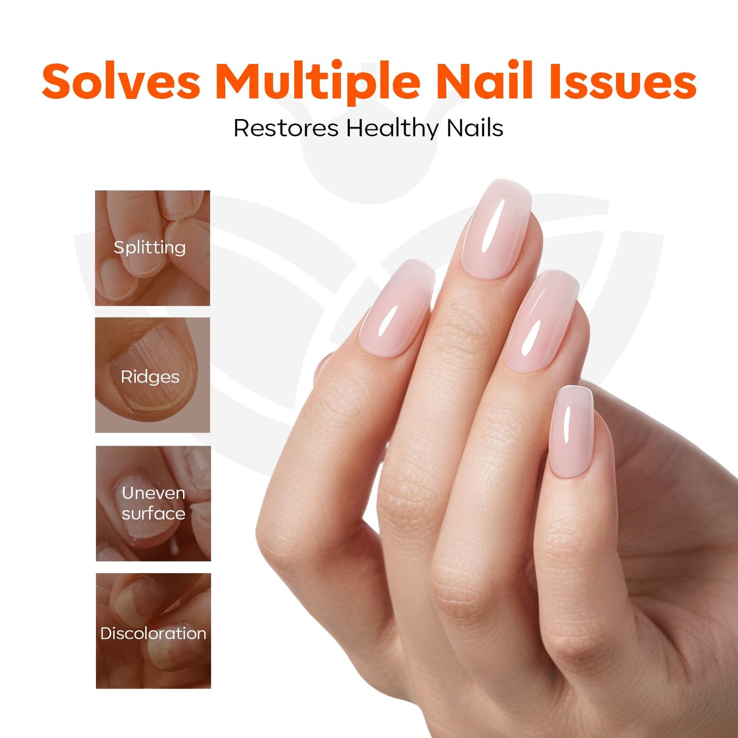 modelones Nail Strengthener Kits Milky White Glitter Pink Nude Nail Polish Sets Nail Repair for Damaged Nails Strengthener and Growth for Thin Weak & Damaged Nail Care Kit for Women 4 Pcs Gifts Sets-Velvo Beauty