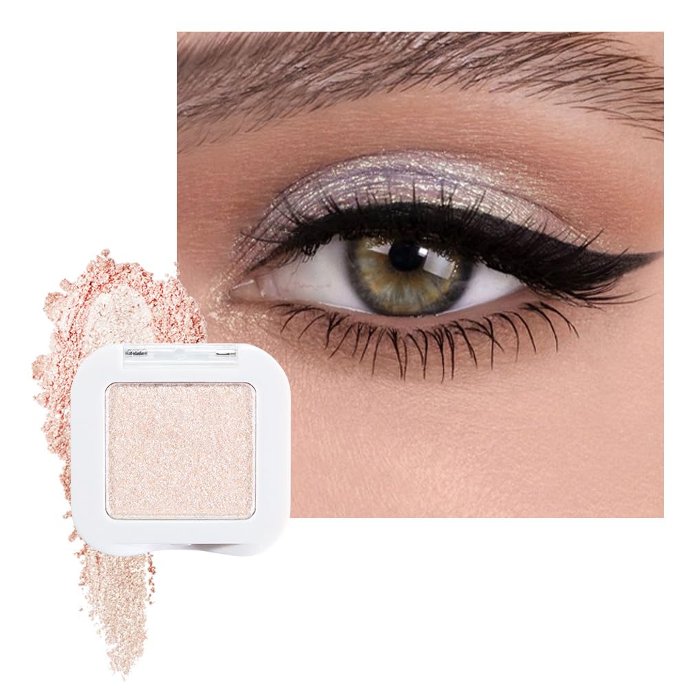 Glittler Single Eye Shadow Palette Makeup, Sheer White Sparkle Shimmer Monochrome Eyeshadow For Old Women, Pigmented Waterproof Sombras Para Ojos, Vegan, Talc, Paraben & Cruelty Free, 02-Velvo Beauty