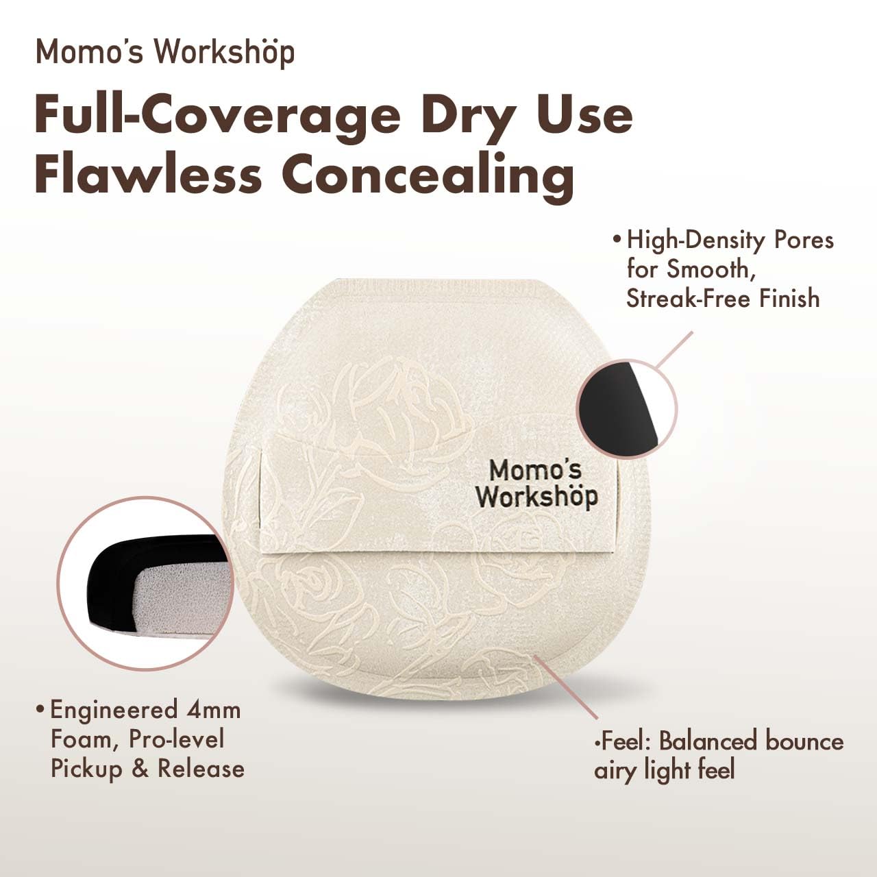 Satin White Flat-cut Shape Makeup Sponge,Firm Bounce Rubycell,Cushion Sponge with Wide PU Leather for Quick-Dry/Full Coverage Foundations, Cosmetic Puff,2pcs Beauty Puffs &Storage Case-Velvo Beauty