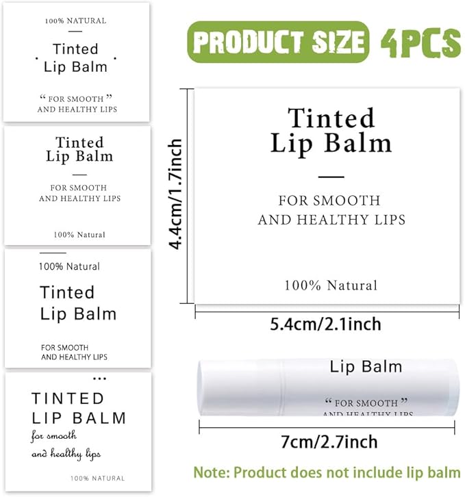 OLYCRAFT 100Pcs Self-Adhesive Lip Balm Tag Stickers 1.7x2.1 inch Waterproof Adhesive Label with Word Patterns Rectangle Lipstick Tag Sticker for Lip Balm Container Tubes Lipstick Wrapping Decoration-Velvo Beauty