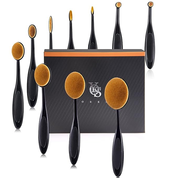 Yoseng Oval Makeup Brushes Set 10 Pcs Professional Oval Toothbrush Foundation Contour Concealer Eyeliner Blending Cosmetic Brushes Tool Set-With Box,Practical White Elephant Gift for Girls Women-Velvo Beauty