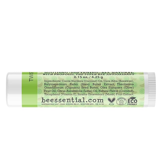 Beessential Natural Bulk Lip Balm, Coconut Lime, 18 Pack | For Men, Women, and Children. Great for Gifts, Showers, & More-Velvo Beauty
