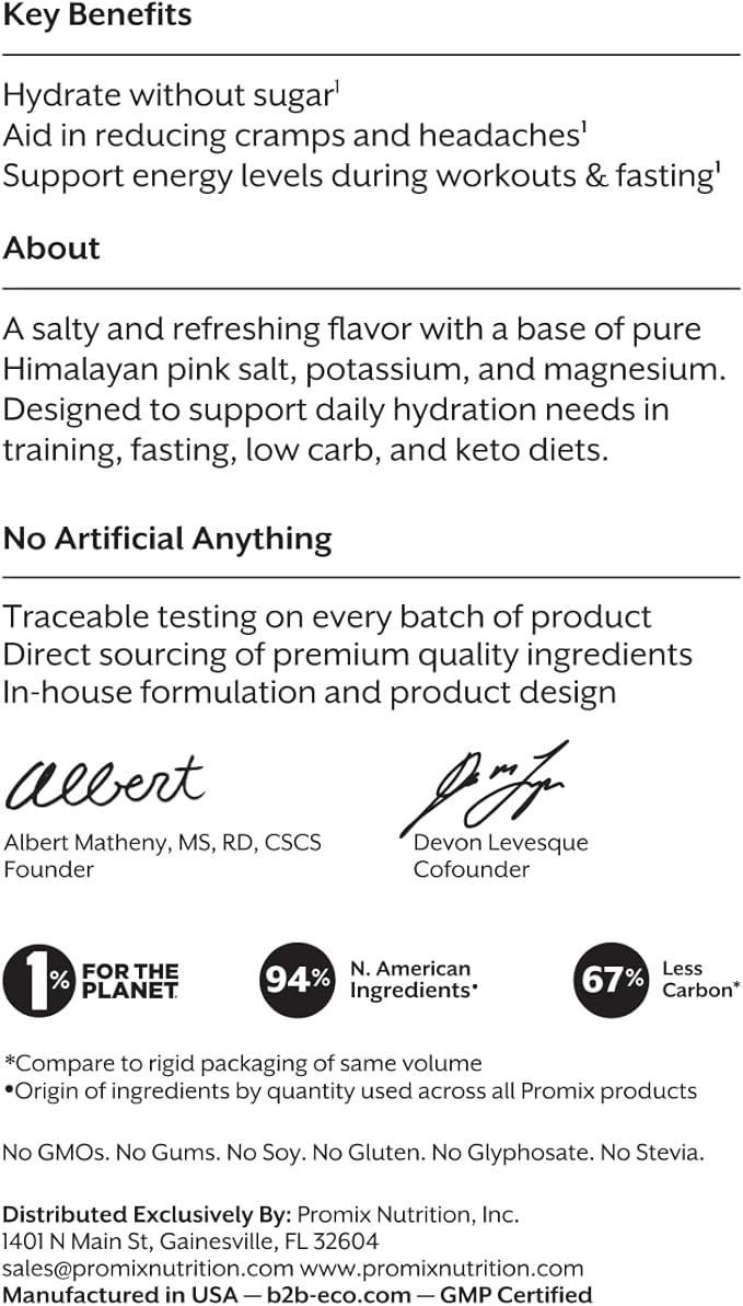 ProMix Nutrition Electrolytes Powder Hydration Packets - Himalayan Pink Salt, Magnesium, Potassium, Vitamin C - Salted Watermelon, Lightly Sweetened - 30 Servings (Pack of 30)-Velvo Beauty