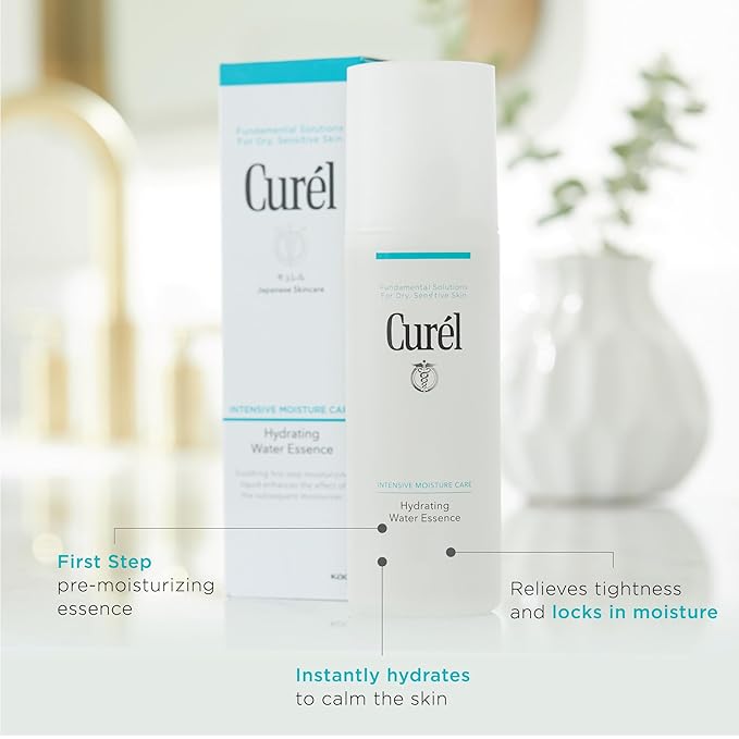 Curel Japanese Skin Care Hydrating Water Essence Toner, Water Based Face Moisturizer for Dry Skin, Serum for Face, 5 Oz-Velvo Beauty