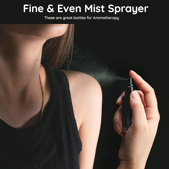 Segbeauty Travel Perfume Bottle Refillable, 5pcs 10ML Mini Glass Perfume Containers with Funnel and Pipette, Empty Portable Leak-proof Fragrance Bottles Spray Atomizer Pump Bottle Kit for Toiletries-Velvo Beauty