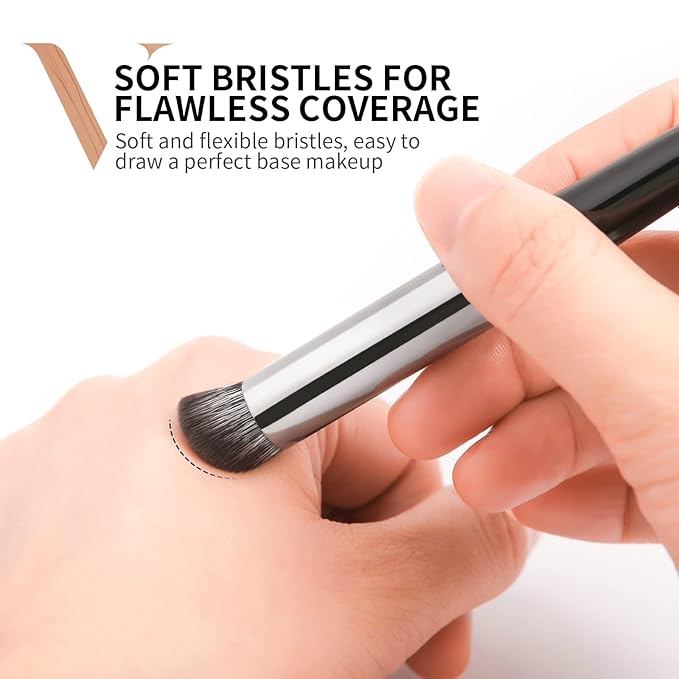 DUcare Concealer Brush Under Eye, Angled Small Nose Contour Brush, Mini Thin Slanted Foundation Dark Circles Puffiness, Puffy Face Eyebrow Eyes, Liquid Cream Blending-Velvo Beauty