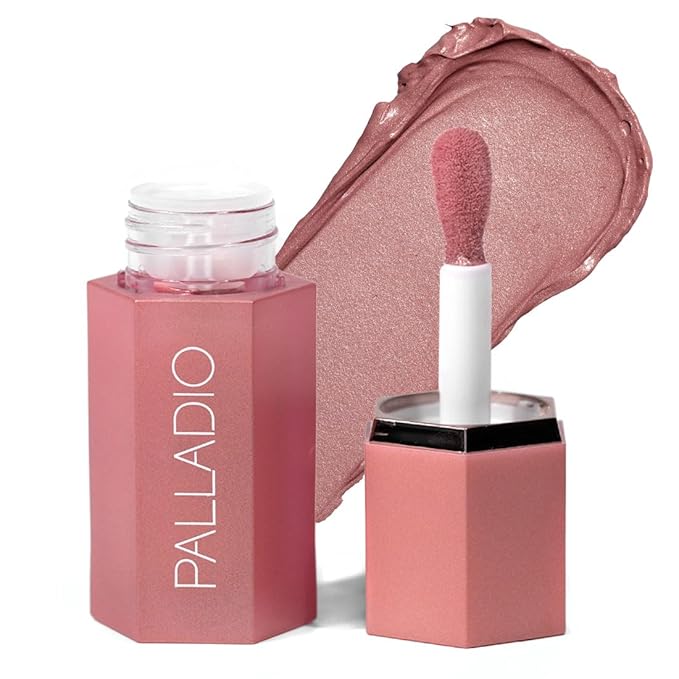 Palladio Liquid Blush for Cheeks & Lips 2-in-1 Makeup Face Blush, Weightless Cream Formula, Smudge Proof Long-Wearing Pigmented Blush, Natural Look Makeup Face Blushes, Shimmer Finish, Dainty-Velvo Beauty