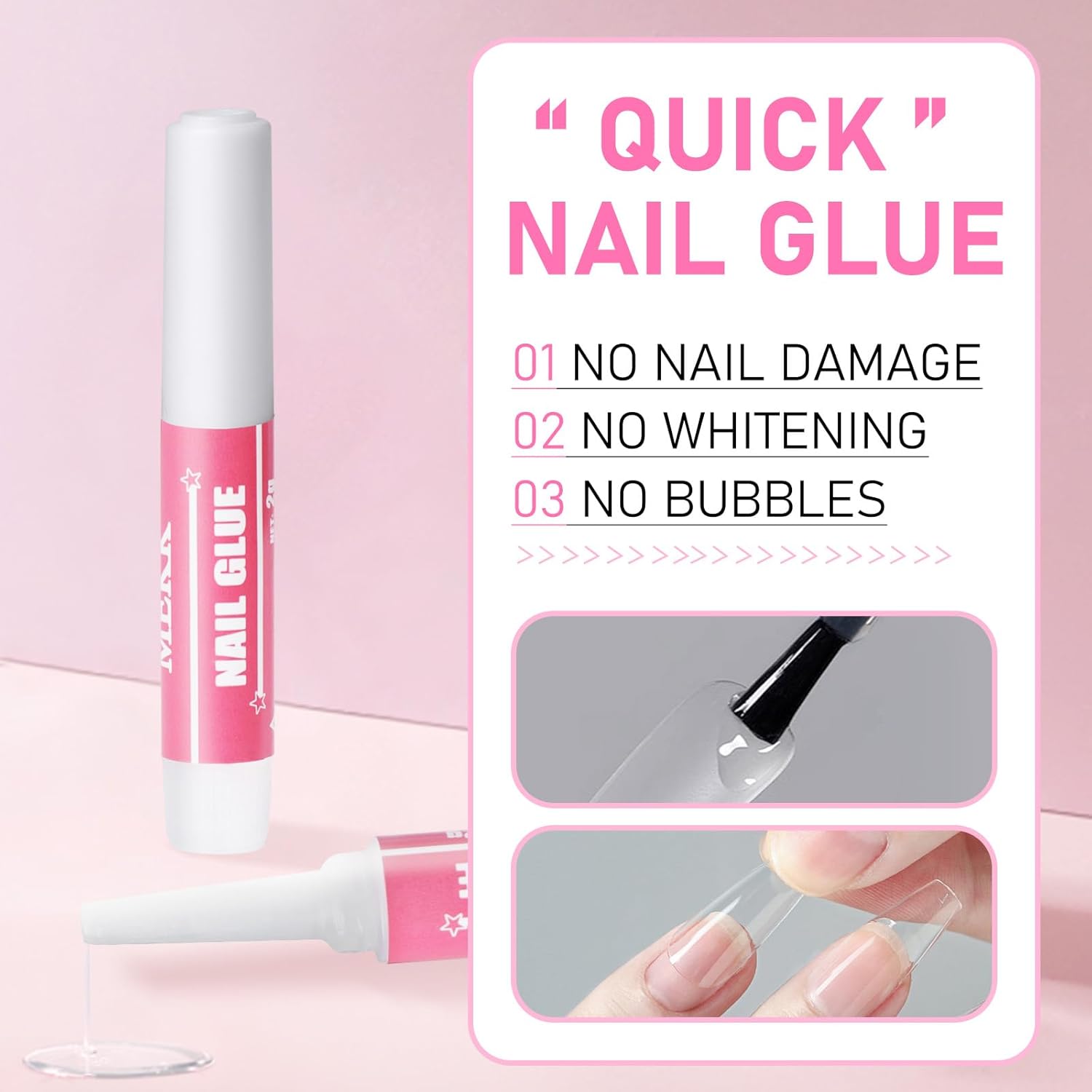 MEKK Nail Glue,Super Strong & Long-Lasting Nail Glue for Acrylic Nails,Press Ons & Nails Tips,Professional Adhesive for Nail Art Supplies,0.07OZ/PCS (24PCS)-Velvo Beauty