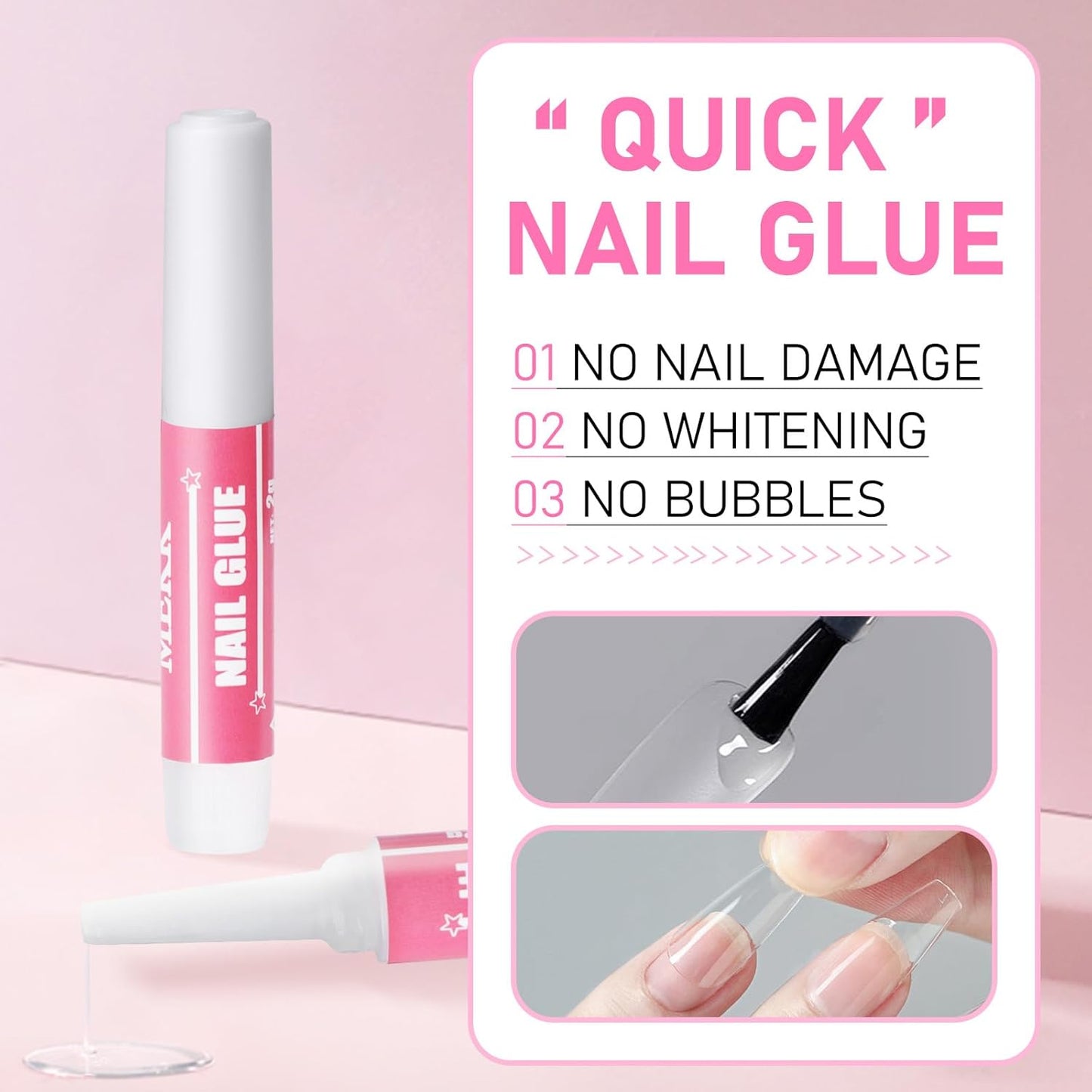 MEKK Nail Glue,Super Strong & Long-Lasting Nail Glue for Acrylic Nails,Press Ons & Nails Tips,Professional Adhesive for Nail Art Supplies,0.07OZ/PCS (12PCS)-Velvo Beauty