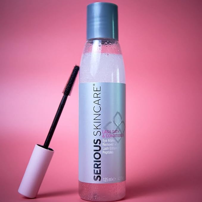 Serious Skincare Lash Bath & Conditioner - Double Action Eye Makeup Remover - Oil Free - Enhancing Peptides Promotes Eyelash Growth - Clover Flower - Effortlessly Removes Waterproof Mascara - 4 oz.-Velvo Beauty