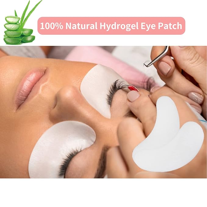 350 PCS Under Eye Gel Pads,Eyelash Mascara Brushes,Holder Eyelash Extension Rings - 100% Naturel Lint Free,Comfy and Cool,Eyelash Extension Eye Pads,Hydro gel Eye Patches Beauty Tool(Gold)-Velvo Beauty