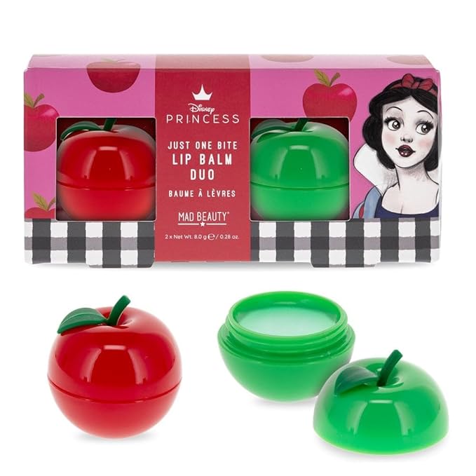 Mad Beauty Disney Snow White Lip Balm Duo | Apple & Strawberry Scents | Moisturizing & Soothing | Self-Care Gift for Women, Adults, and Teens-Velvo Beauty