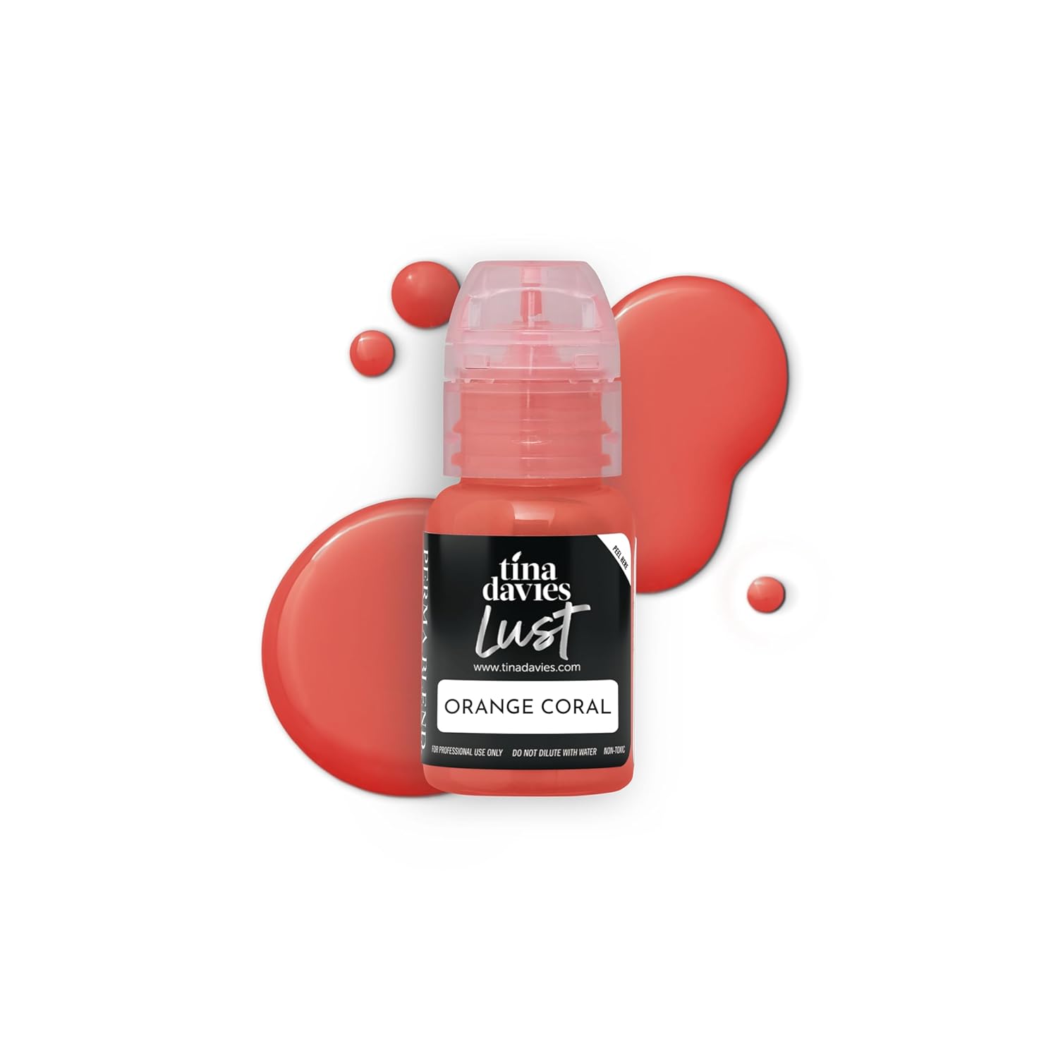 Tina Davies Professional Envy & Lust Lip Pigments - Permanent Lip Makeup - Colors Heal True to Tone - High Retention - Lust Orange Coral, 1/2oz/15ml Bottle-Velvo Beauty