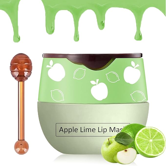 Bee Lip Balm Honey Pot,Watermelon Lip Sleeping Mask Hydrating Prevention Dry and Cracked Lip Scrubs Exfoliator Lip Care,Lip Mask Overnight Reduces Lip Lines (Apple Lime)-Velvo Beauty