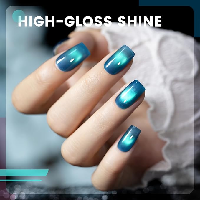 RARJSM Aurora Ceramics Glitter Glass Cat Eye Gel Nail Polish Set 6Pcs Pink Purple Brown Blue Green Shimmer Smoothie Cateye Colorful Galaxy Effect with Magnetic Stick UV LED Curing Require Home Salon-Velvo Beauty