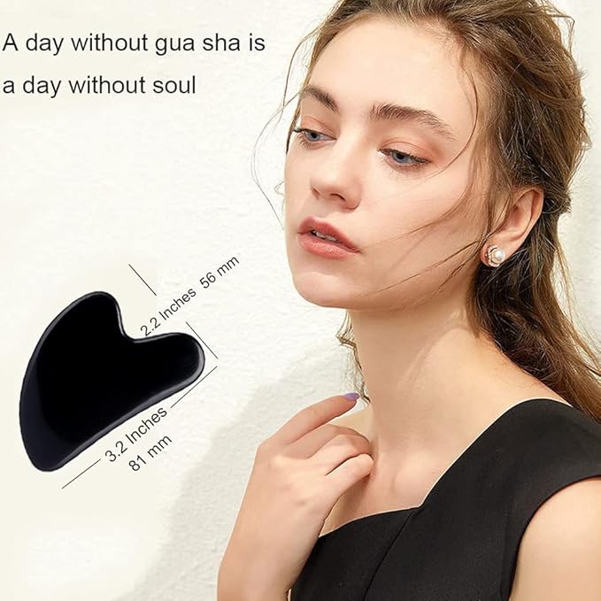 Ditind Gua Sha Facial Tools, Black Obsidian Gua Sha Massage Tool, Natural Jade Guasha Tool for Face and Body Skin Massage. Gua Sha Set for SPA Acupuncture Therapy, Trigger Point Treatment.-Velvo Beauty
