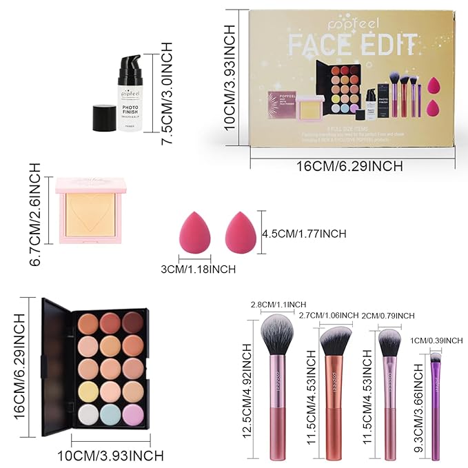 All in One Makeup Kit for Women Full Kit Girls Makeup Gift Sets Xmas Essential Bundle Include Eyeshadow Palette Lipstick Blush Concealer Eyeliner Mascara Foundation Brush Eyebrow Pencil-Velvo Beauty
