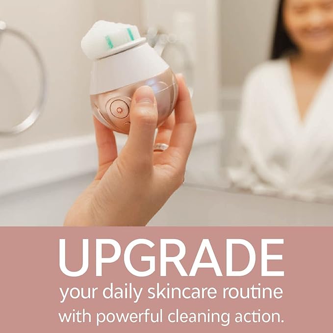 TAO Clean Ona Diamond Orbital Facial Brush and Cleansing Station, Electric Face Cleansing Brush with Ergonomic Handle, Dual Speed Settings, Rose Gold-Velvo Beauty