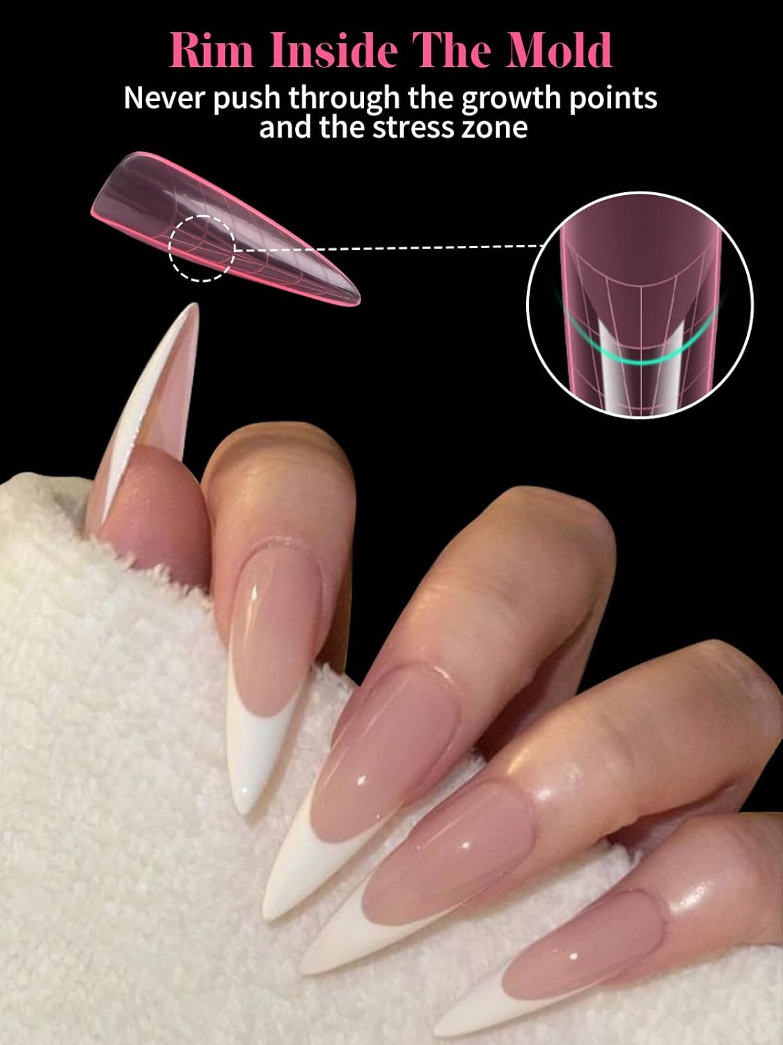 EBANKU Dual Nail Forms for Poly Extension Gel, 120 PCS Pink Nail Molds 12 Sizes Nail Extension Forms for Builder Gel Manicure Design Salon DIY-Velvo Beauty