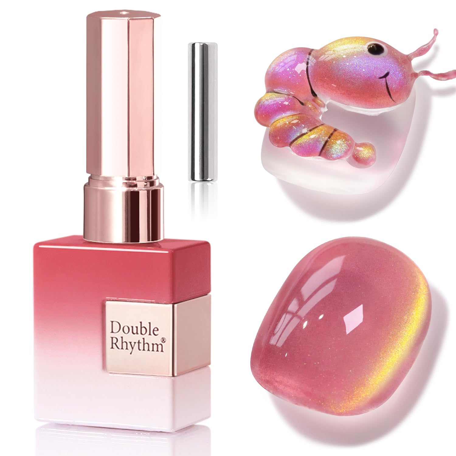 Double Rhythm Jelly Glass Cat Eye Gel Polish with Magnet 15ML Holographic Glitter Shimmer Translucent Sheer Color Magnetic Nail Polish Salon DIY at Home (Navy Purple-MC1266)-Velvo Beauty